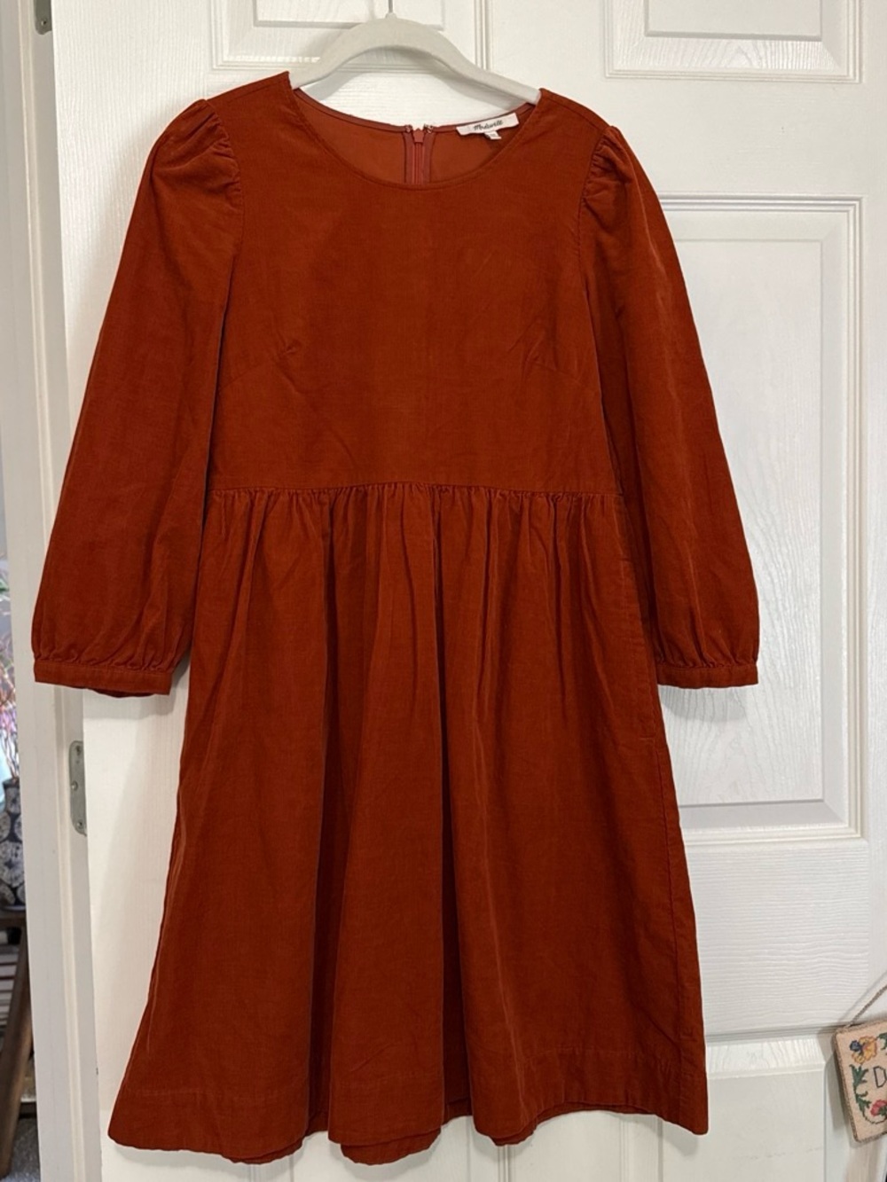 Madewell Rust Corduroy Long-Sleeve Dress